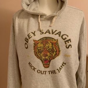 Obey Distressed Cropped Sweatshirt